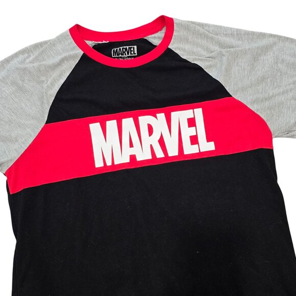 Marvel Raglan T-Shirt In Black & Gray With Red Accents & Logo super hero disney - Picture 5 of 5